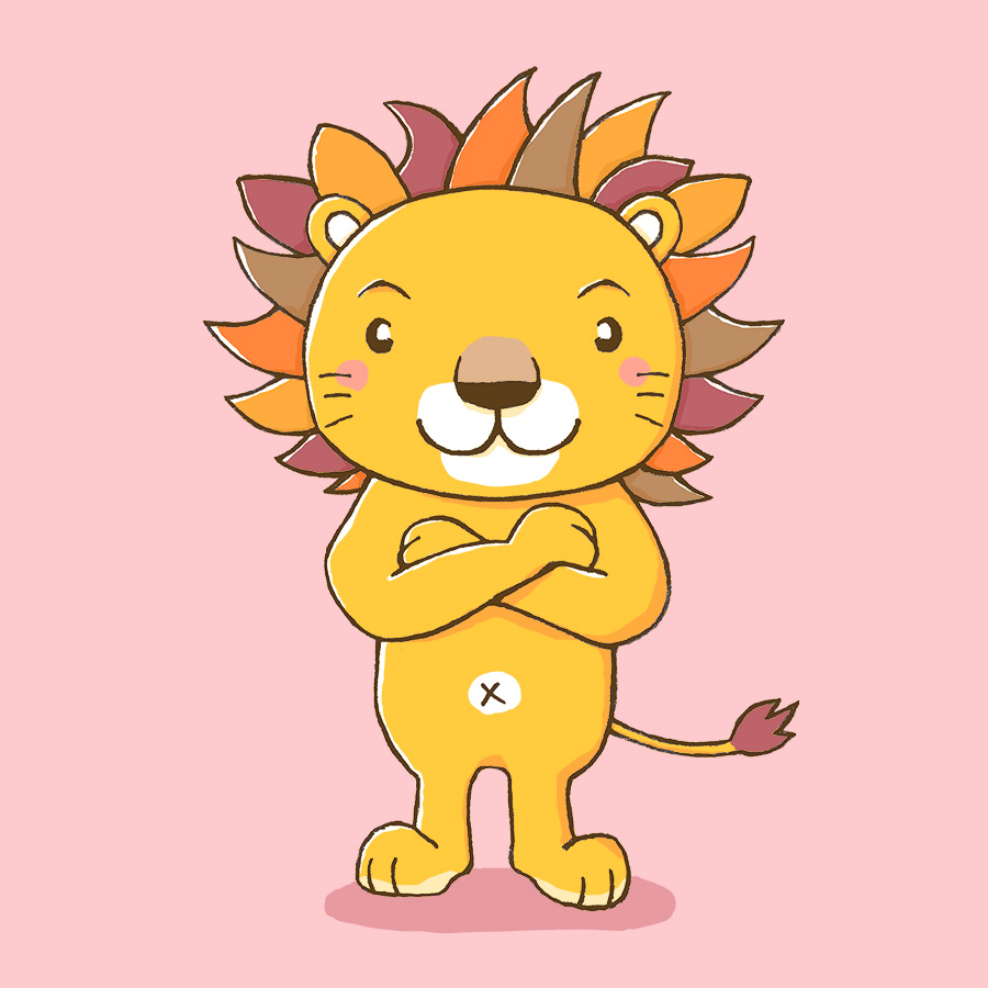 腕組みするライオンのイラスト