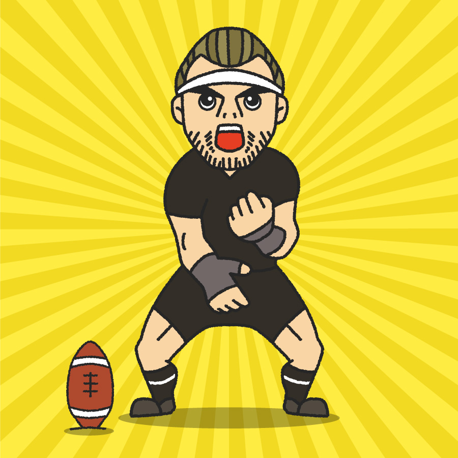 ラグビー選手の男性がポーズを決めるイラスト